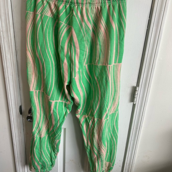 Adidas by Stella McCartney Green and Pink Swirl Joggers - Picture 3 of 4